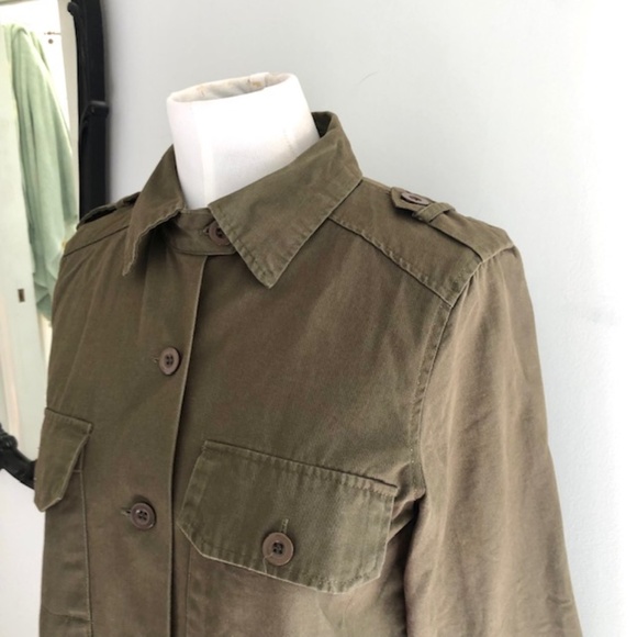 Forever 21 Army Green Shirt/Jacket Black Lace Cross Cut Out - Picture 5 of 11